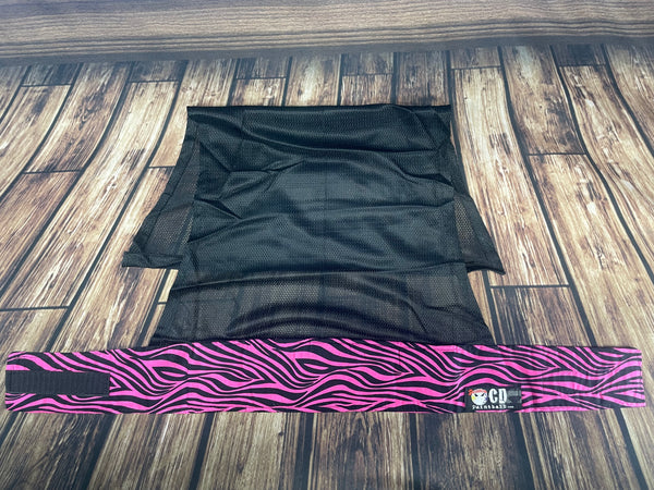 Pink & Black Zebra w/Black Mesh