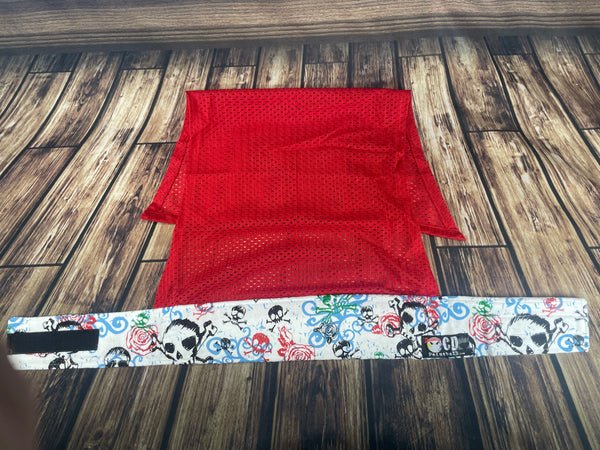 White Mixed Skulls w/Red Mesh